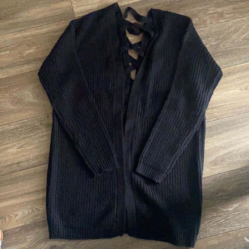 Poof New York braided tie back sweater
